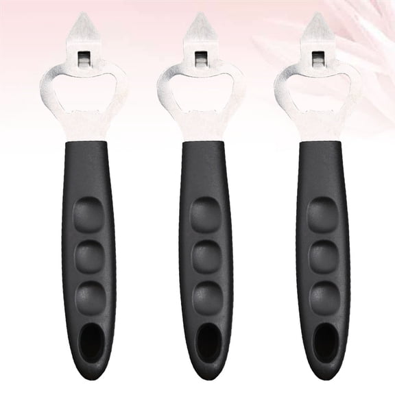 HOOWIFFY3Pcs Stainless Steel Black Beer Bottle Opener Hand Grip Design for Easy Use Indoor and Outdoor