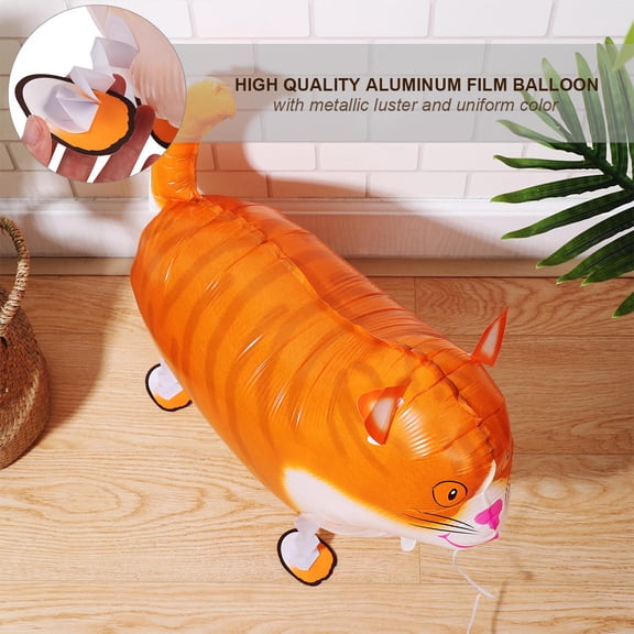 HOOWIFFY5Pcs Orange Foil Animal Balloons Walking Cat Balloon Leak Proof Party Decor