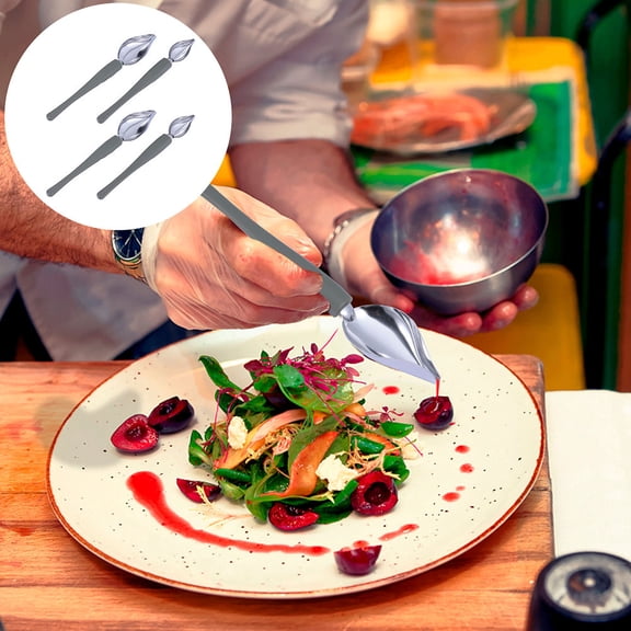 HOOWIFFY6Pcs Kitchen Sauce Plating Spoon Set Stainless Steel with Comfortable Grip