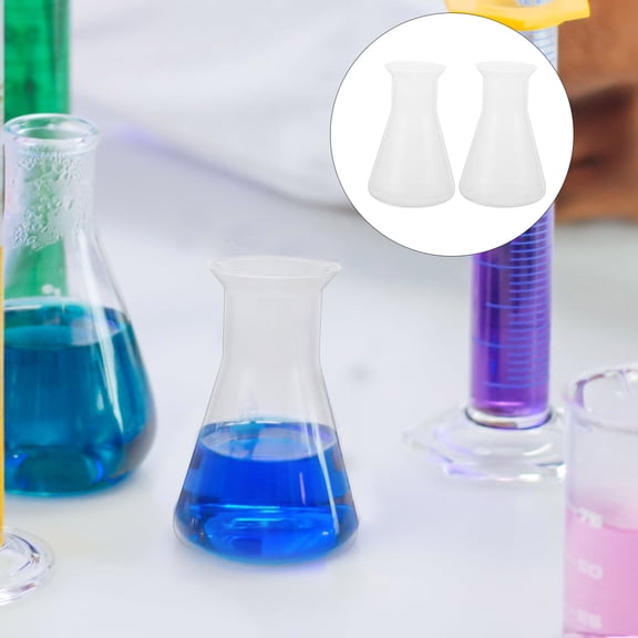 HOOWIFFY6Pcs Lab Flask Set Plastic Erlenmeyer Flasks with Narrow Neck for Safe Liquid Storage
