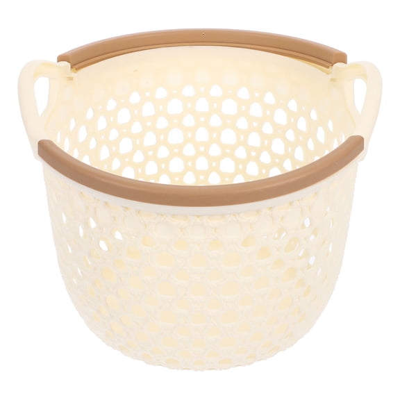 HOOWIFFYBeige Plastic Laundry Basket Flexible with Handle Breathable Design for Storage Use