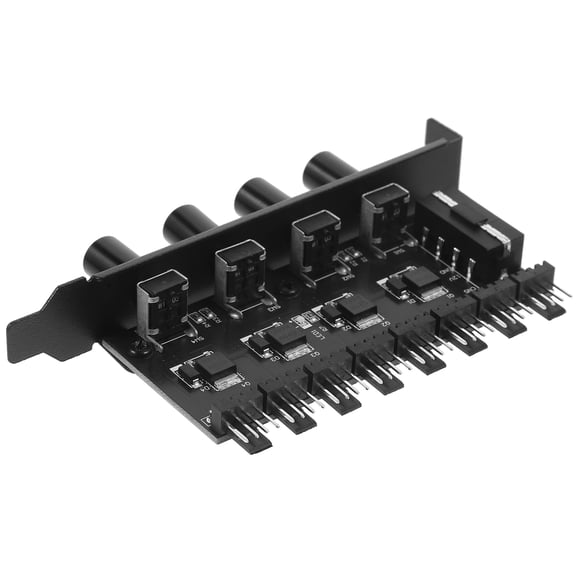 HOOWIFFY Black PC Fan Hub with Adjustable Speed Control for Quiet and Efficient Computer Cooling