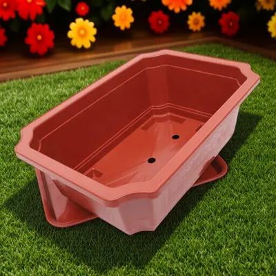 HOOWIFFYDecorative Brown Plastic Planter Pot for Indoor Plants Ferns Succulent Use