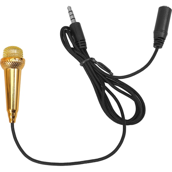 HOOWIFFYSmall Portable Phone Microphone Golden Aluminium Alloy Compatible with Recording Apps