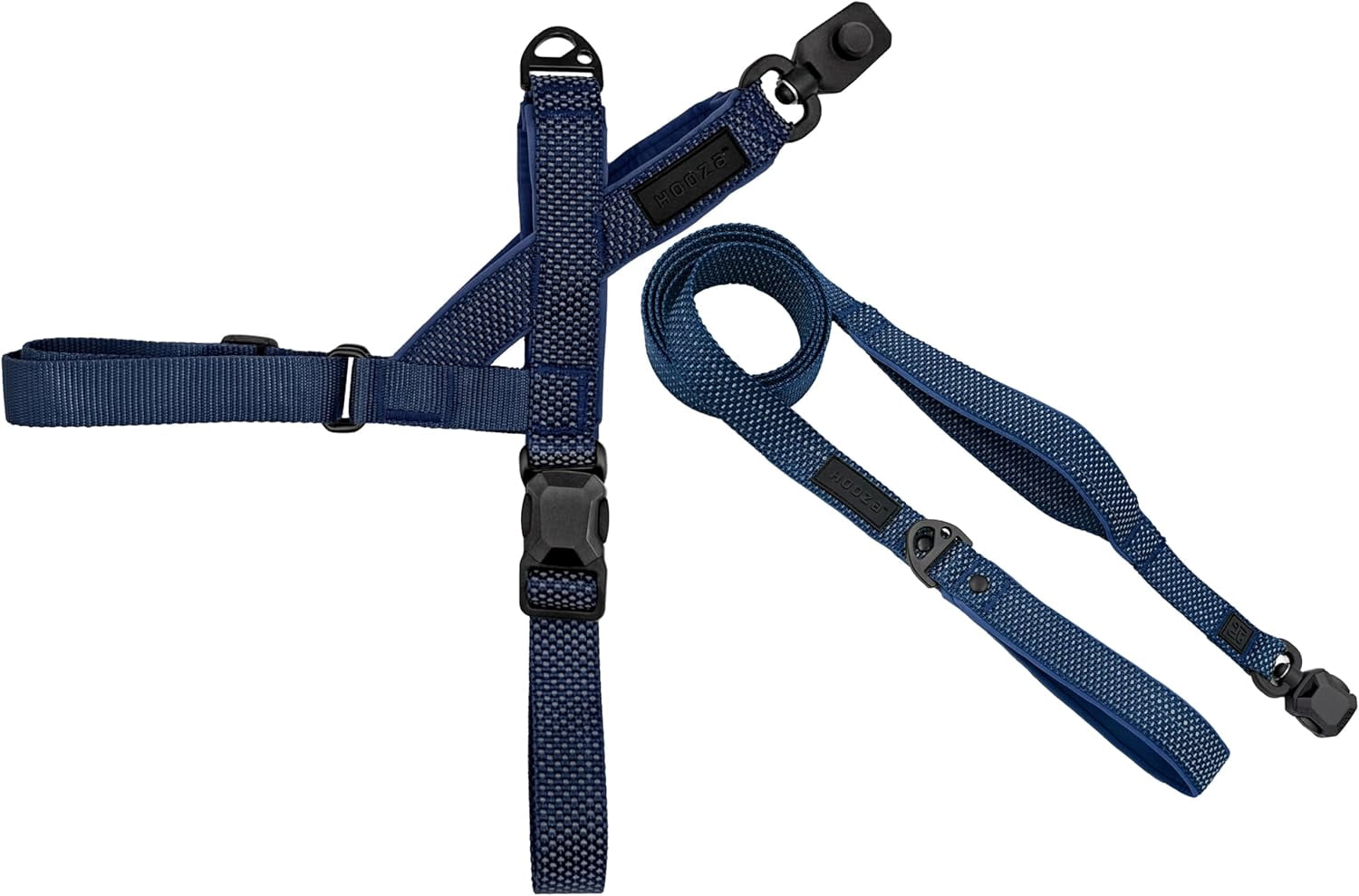 HOOZA Quick Clip Dog Harness & Flat Leash Set, Blue Large – Magnetic Buckle, Reflective, Easy Fit
