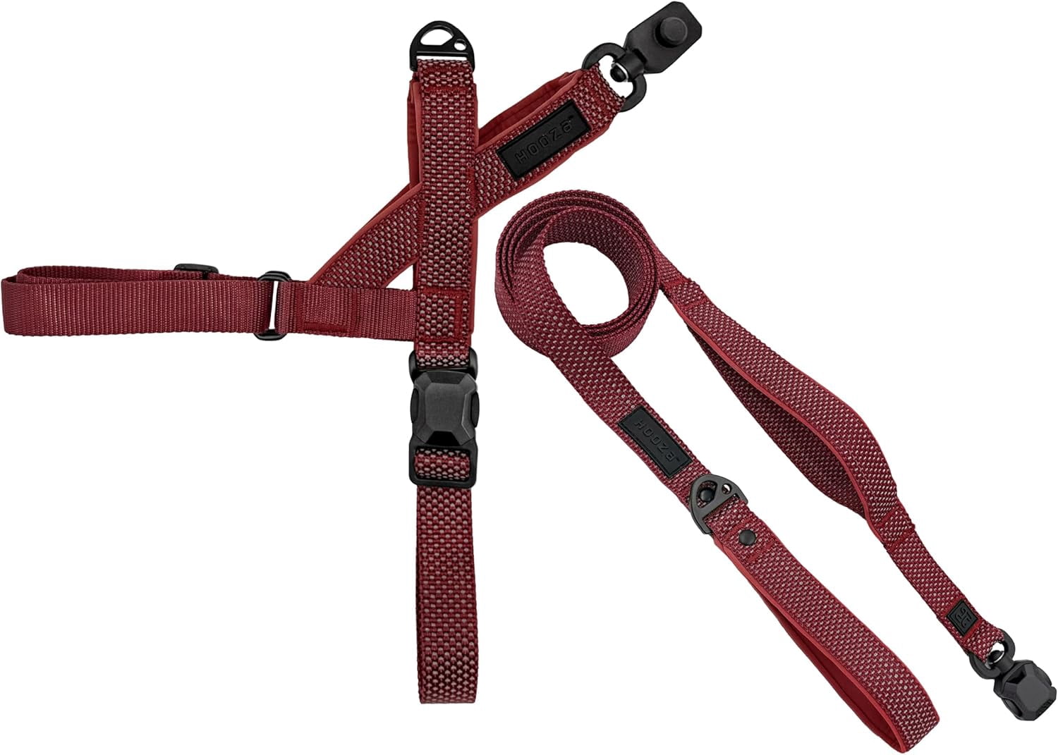 HOOZA Quick Clip Dog Harness & Flat Leash Set, Red Small – Magnetic Buckle, Reflective, Easy Fit