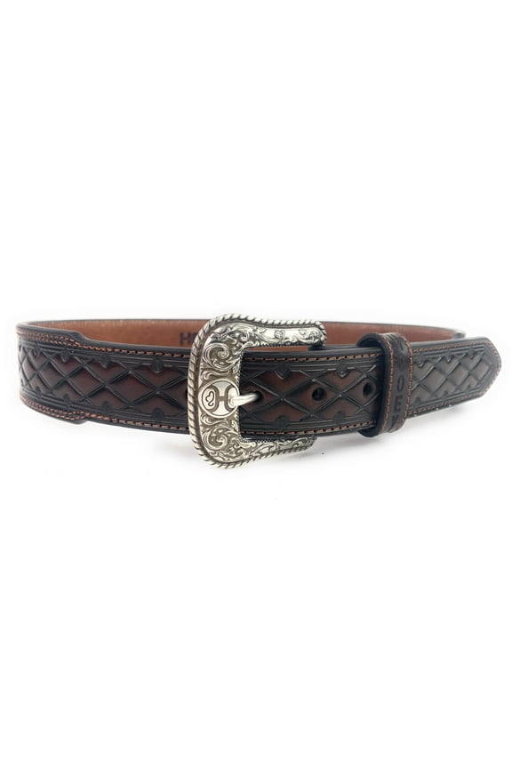 Men's Mahongany Wide Taper Diamond Embossed Western Belt 1787BE9