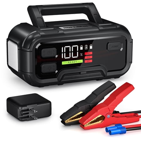 HOPCREW Battery Jump Starter, 6000A 32000mAh Car Battery Jump Starter with LED Display for All Gas or  12L Diesel, 12V Jump Box with Battery Booster with Built-in LED Light