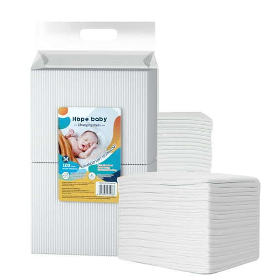 HOPE BABY Disposable Changing Pads, 18”x 24”(100 Count) Underpads Portable Diaper Changing Pads, Soft Bed Pads Ultra Absorbent and Waterproof