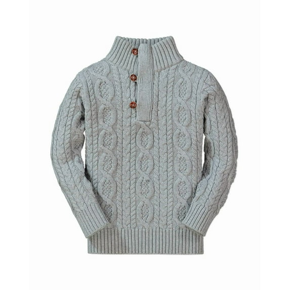 HOPE & HENRY boys Cable Mock Neck Sweater, 3-6 months, Grey