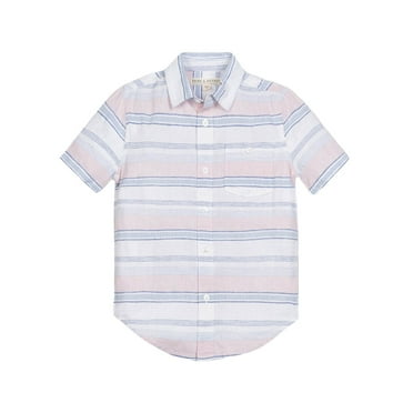 HOPE & HENRY boys  Linen-Blend Shirt, 12-18 Months