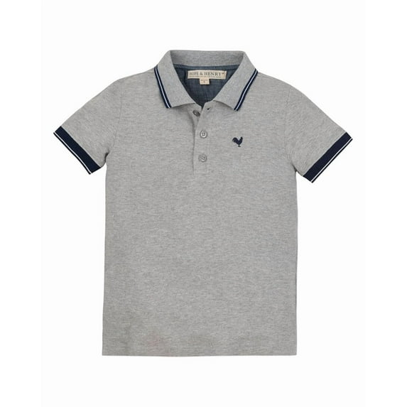 HOPE & HENRY boys Pique Polo Shirt, 6-12 Months, Grey