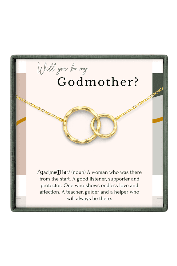 Godmother Proposal Necklace - Interlocking Circles Baptism Gift Box with Card