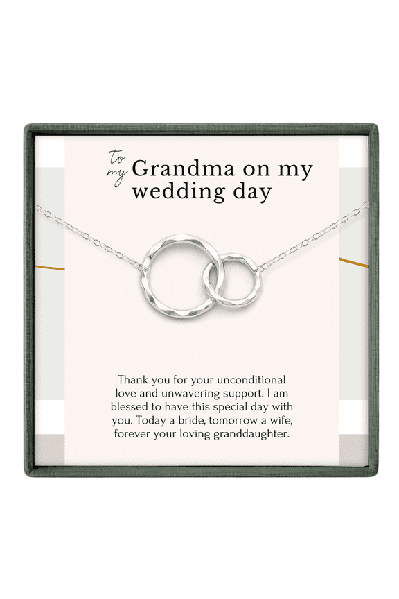 Grandmother of the Bride Gift – 2 Ring Necklace Silver Wedding Gift