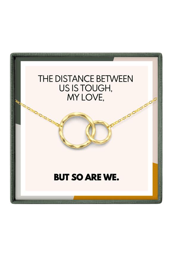 Long Distance Relationship Necklace – Romantic Gift for Wife Girlfriend Gold
