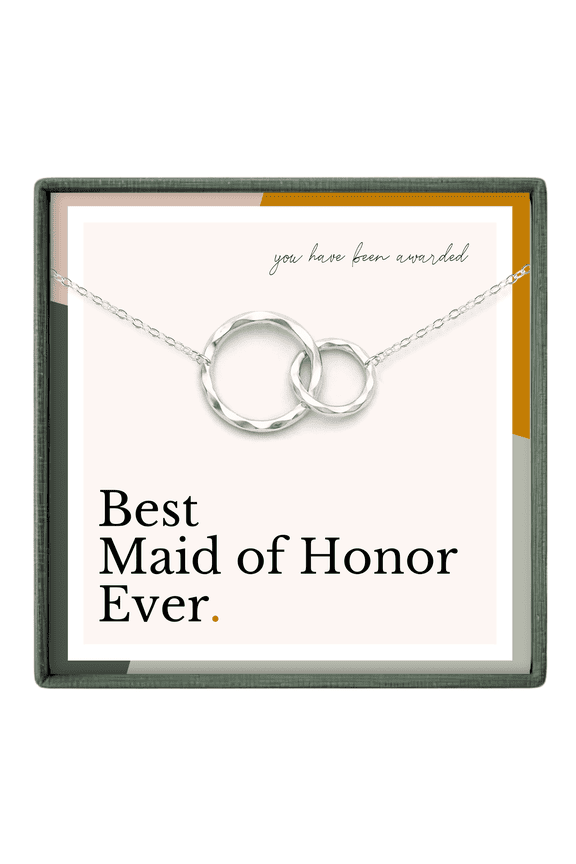 Maid of Honor Necklace Silver – Wedding Jewelry Gift for Bridal Party