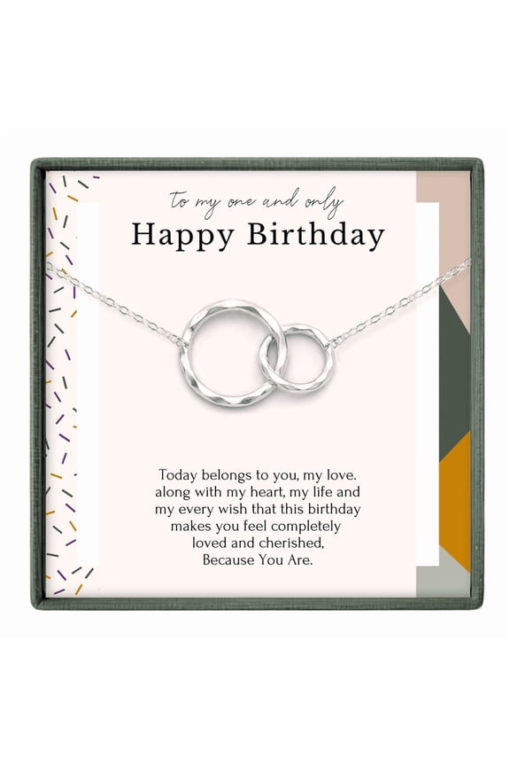 Romantic Birthday Interlocking Circles Necklace Birthday Gift for Wife Girlfriend