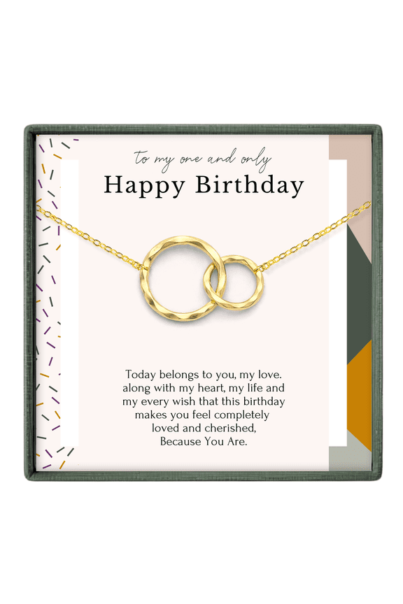 Romantic Birthday Interlocking Circles Necklace Birthday Gift for Wife Girlfriend