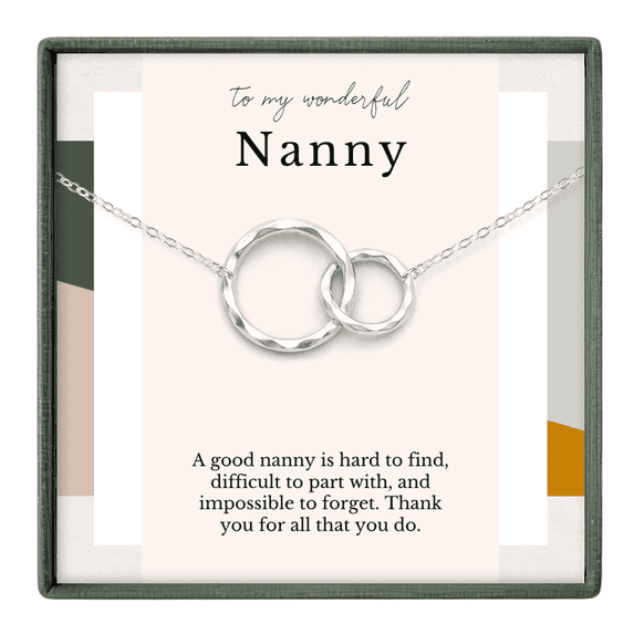 HOPE LOVE SHINE Thank You Nanny Necklace Gift – 2 Ring Caretaker Appreciation Jewelry Sterling Silver