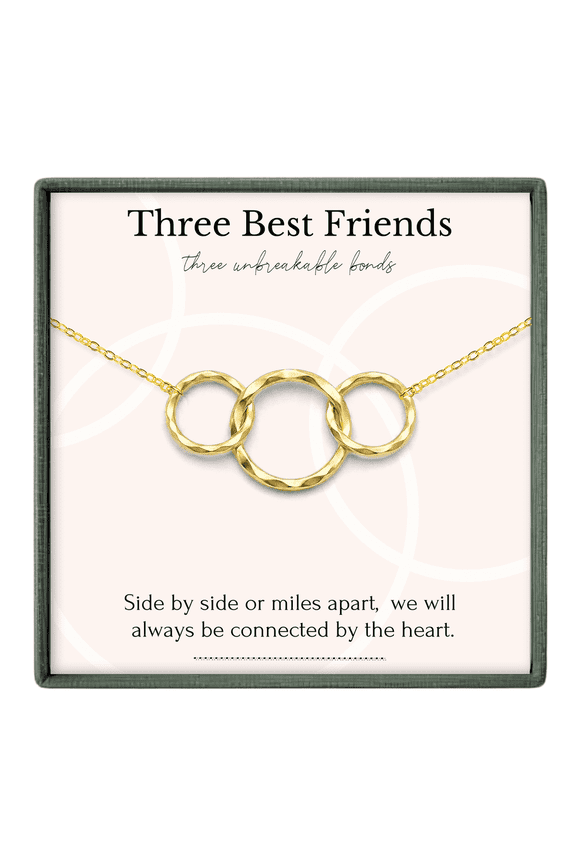 Three Best Friends Necklace - Friendship Gift Gold Jewelry Keepsake