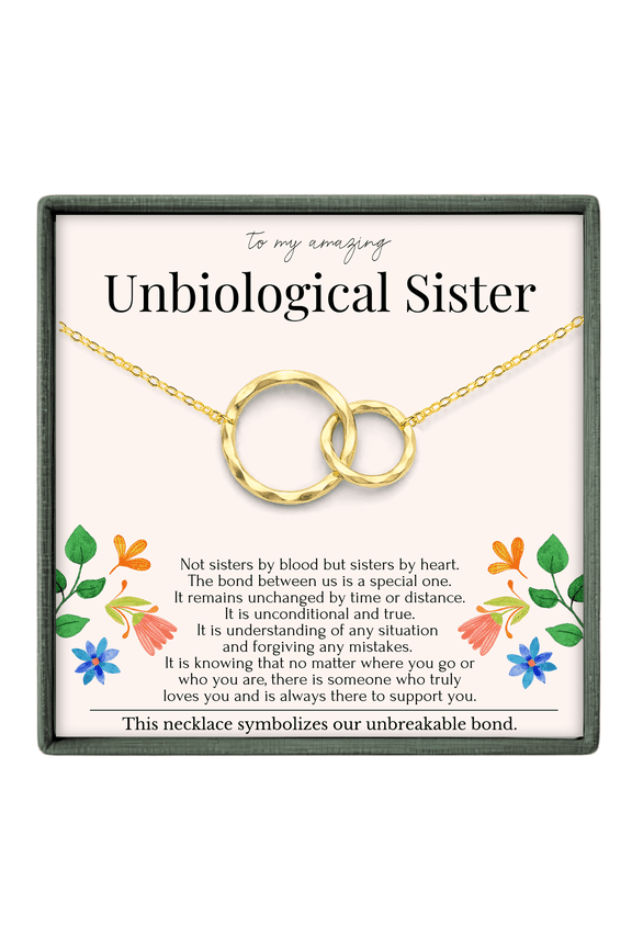 Unbiological Sister Necklace Interlocking Rings Soul Sister Friendship Jewelry Gold