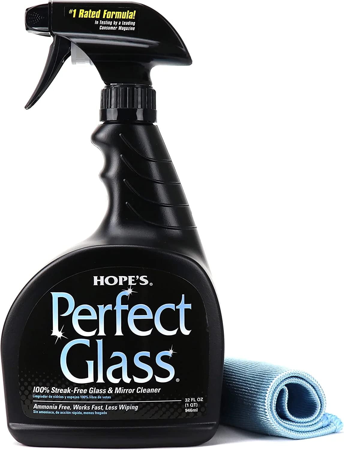 HOPE'S Perfect Glass Cleaner Spray, StreakFree, AmmoniaFree Window