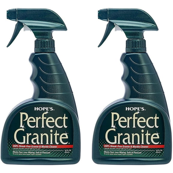 HOPE'S Perfect Granite Cleaner and Polish, Streak-Free Granite, Marble, Quartz Counter Cleaner, 22 Fl Oz, Pack of 2