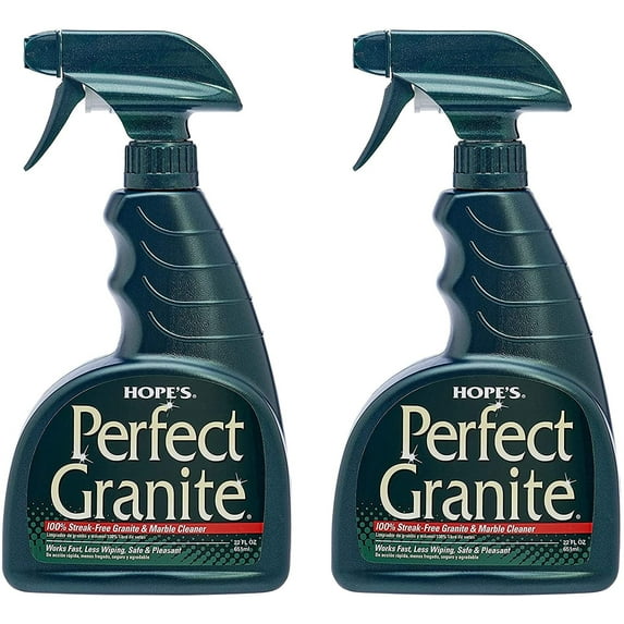 HOPE'S Perfect Granite Cleaner and Polish, Streak-Free Granite, Marble, Quartz Counter Cleaner, 22 Fl Oz, Pack of 2