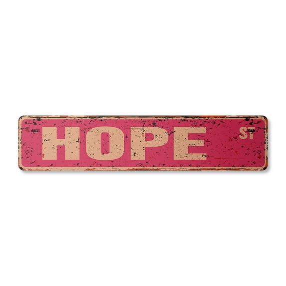 HOPE Vintage Plastic Street Sign Childrens Name Room Sign | Indoor/Outdoor | 30" Wide