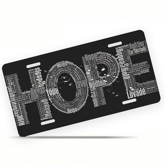 HOPE Word Art Front License Plate, Metal License Plate, Funny Standard Plates Personalized Novelty Decorative For Men/Women/Boys/Girls Car 6×12 Inch