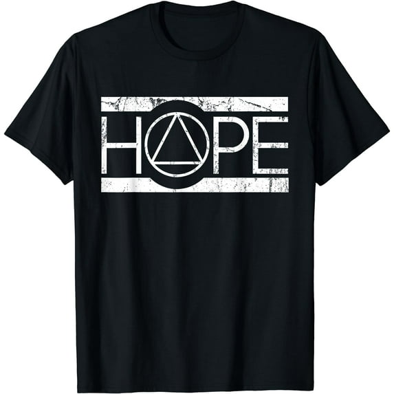 HOPE triangular letter printed round neck short sleeved T-shirt for couples in black
