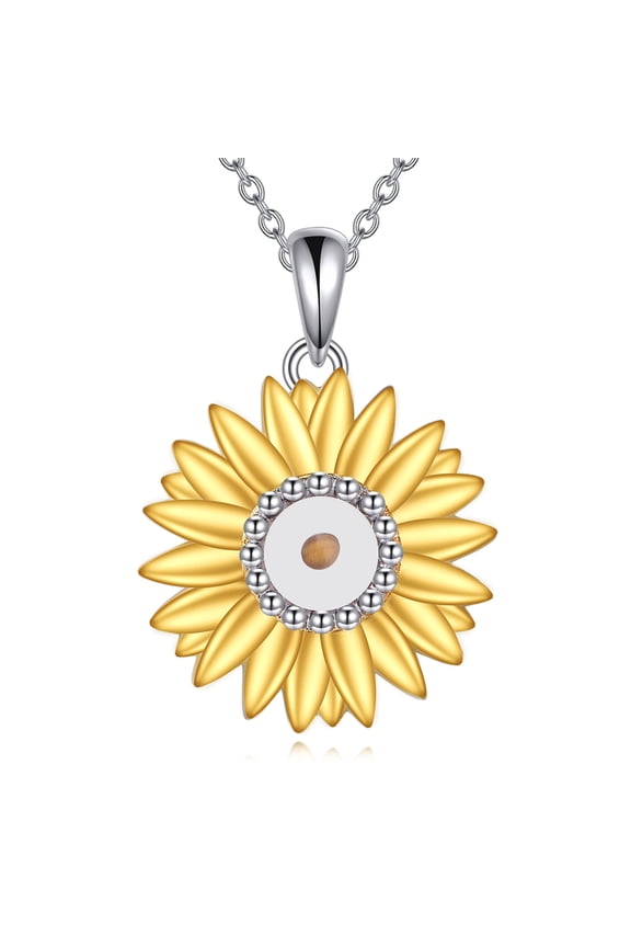HOPEEZZ Mustard Seed Necklace Sunflower Pendant Jewelry 925 Sterling Silver for Women (sunflower)