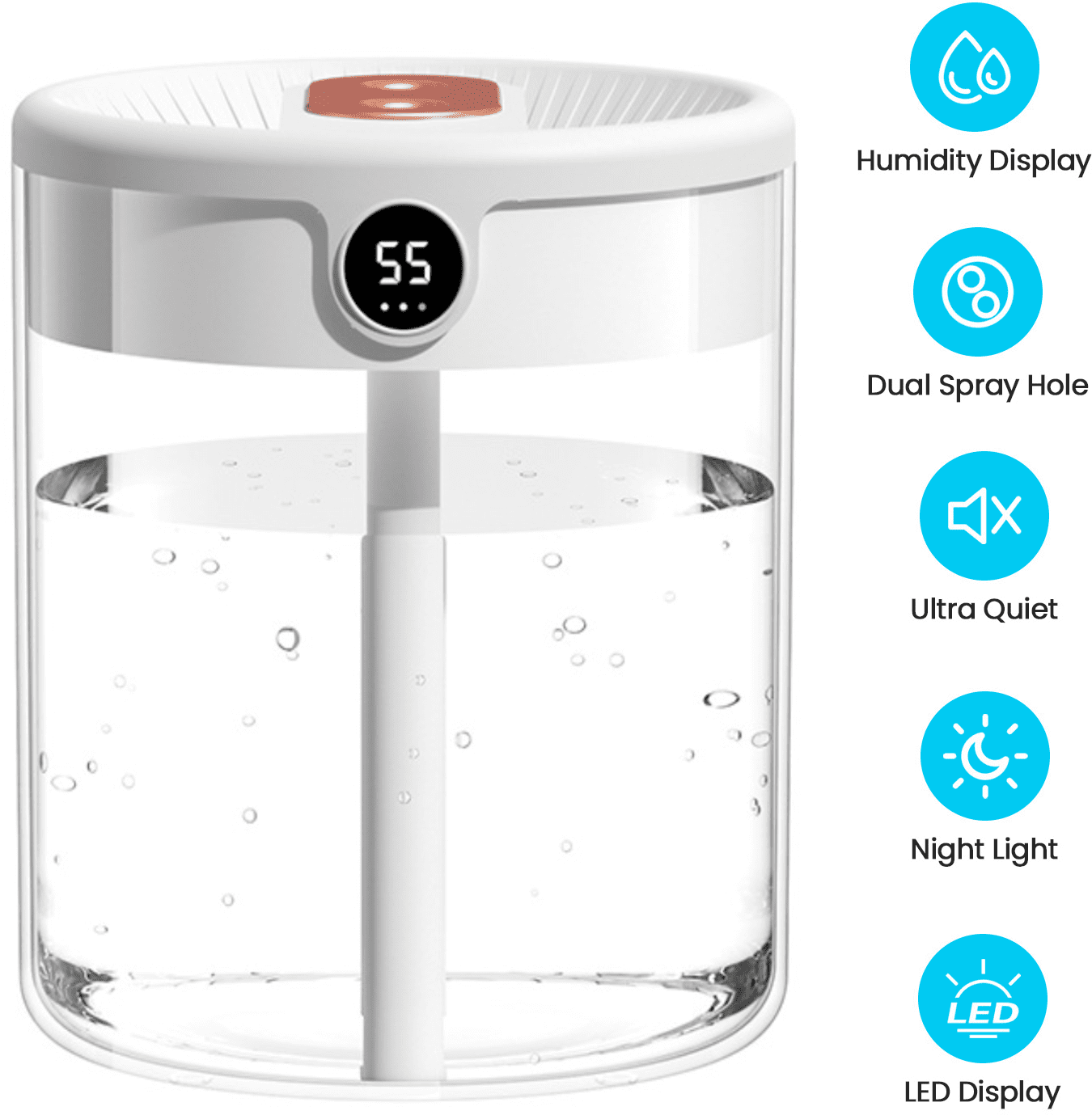 HOPEPOW Humidifier for Room,Home Bedroom Baby Ultrasonic Top Fill Cool Mist Small Humidifier,White