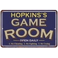 thumbnail image 1 of HOPKINS'S Blue Game Room Sign Metal Wall Decor 8x12 108120002213, 1 of 1
