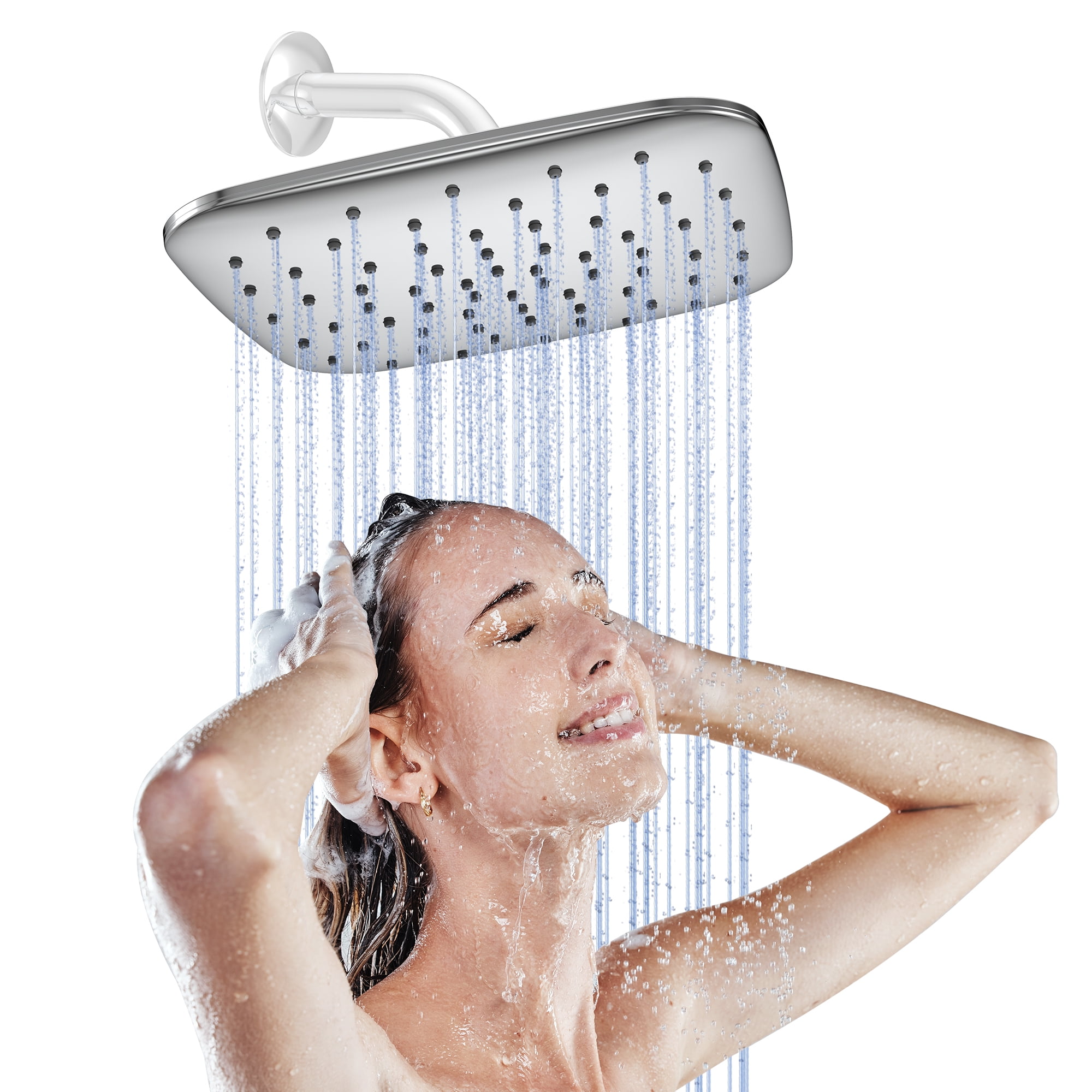 HOPOPRO 10 inch Shower Head Square Rain Showerhead for BathroomChrome