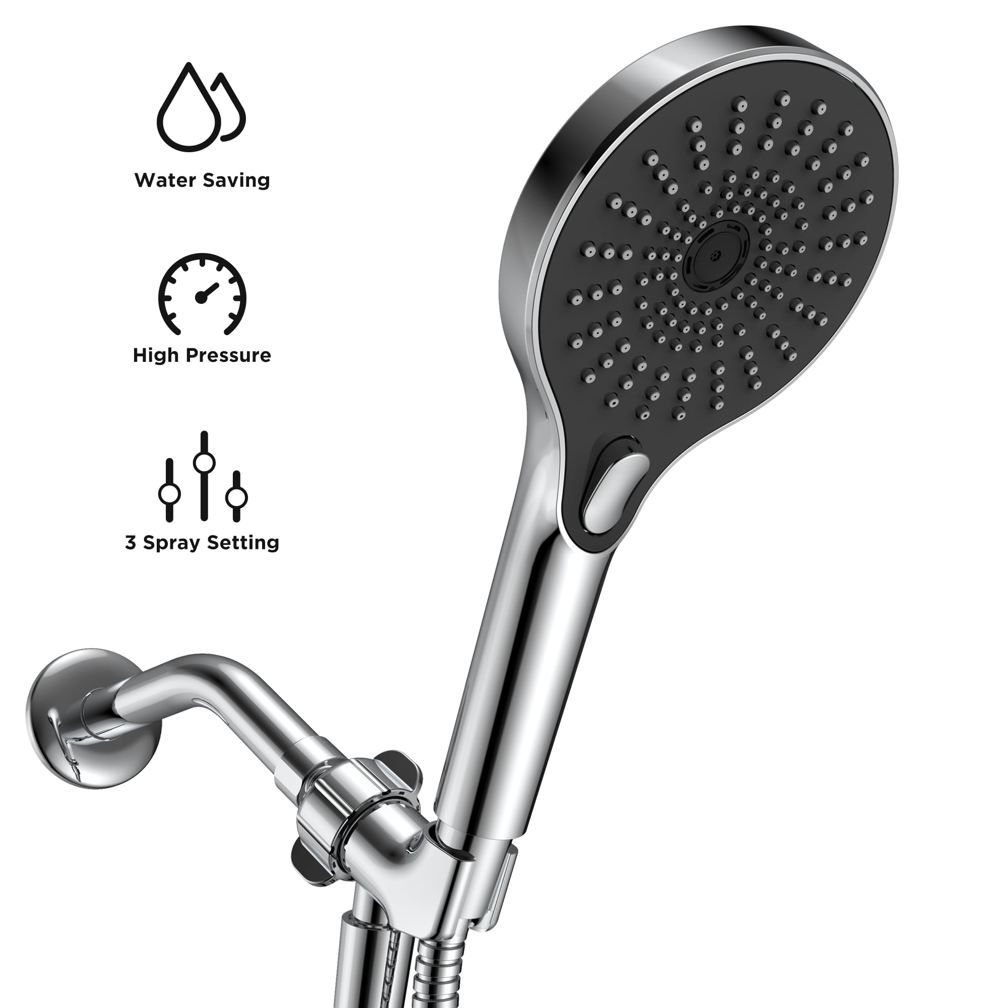 HOPOPRO 3 Settings Showerhead with Headheld, Handheld Showerhead for Bathroom,Hand Held Showerhead with Hose and Bracket