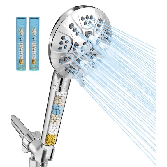 HOPOPRO Filtered Shower Heads with Handheld, 6 Settings High Pressure Handheld Showerhead with Extra Filter Cartridge for Hard Water
