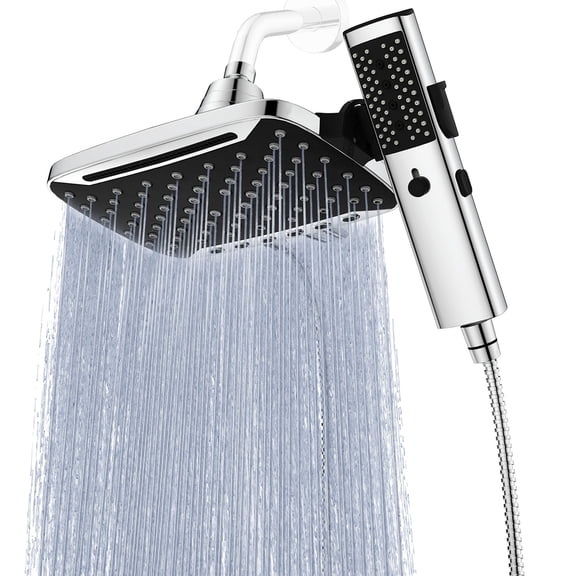 HOPOPRO 10 Inch Rain Shower Head with Handheld, Dual 2-in-1 Combo, High Pressure Waterfall Showerhead, 7 Spray Modes with Hose 71" Stainless Steel
