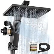 HOPOPRO 12 Inch Rain Shower Head with Filter, Dual Shower Head with Handheld,Hidden Detachable Wand, 3 Spray Modes, KDF-55 Filtration