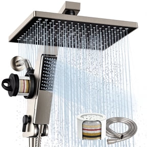 HOPOPRO Filtered Shower Head with Handheld Combo, 12 Inch High Pressure Rain Shower Head with Filter, 2-in-1 Dual Rainfall & Detachable Handheld Showerheads with Stainless Steel Shower Hose
