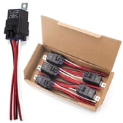 HOPUT 5-Pack 12V DC Waterproof Relay with Harness, 80/60 AMP, 5-PIN SPDT, Heavy-Duty Automotive Relay