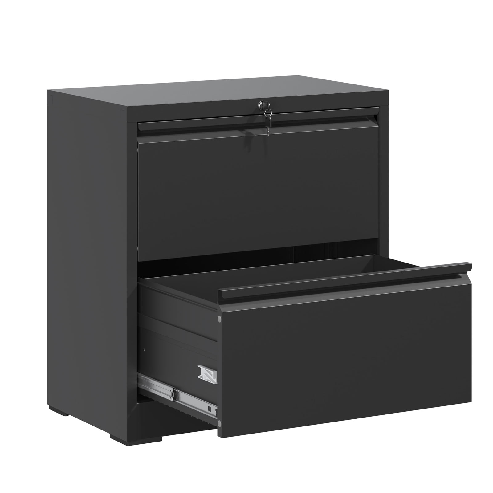 HOQBN 2 Drawer Lateral File Cabinet with Lock,Metal Lateral Filing Cabinet for Home Office,27" W Steel Filing Cabinets for Letter/Legal/A4/F4 Hanging Files,Black