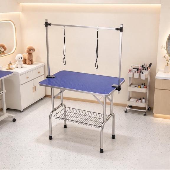 HOQBN 36" Folding Dog Pet Grooming Table Heavy Duty Stainless Steel pet dog Cat Grooming Table