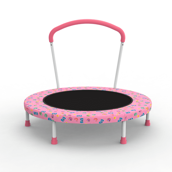 HOQBN 36 inch Trampoline for Kids,Outdoor Indoor Mini Trampoline with Handle,Pink