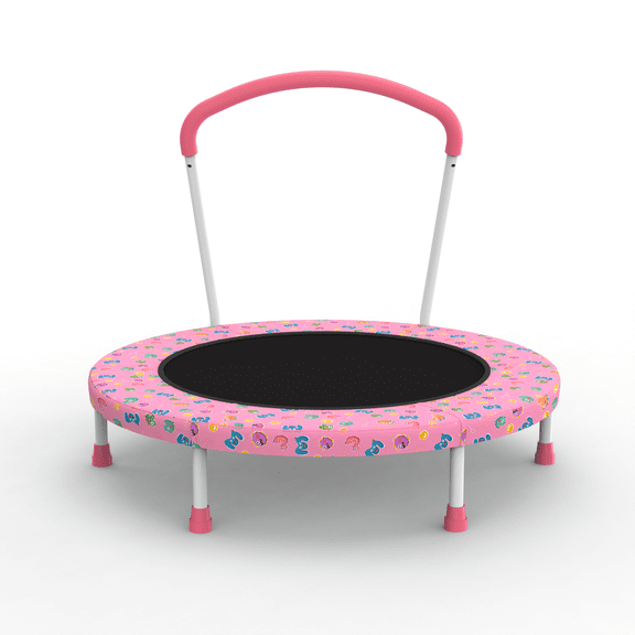 HOQBN 36 inch Trampoline for Kids,Outdoor Indoor Mini Trampoline with Handle,Pink