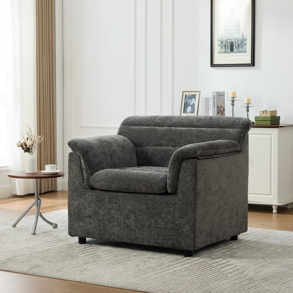 HOQBN 38" Oversized Accent Chair,Chenille Upholstered Living Room Chairs,Modern Arm Chair for Living Room, Bedroom,Gray