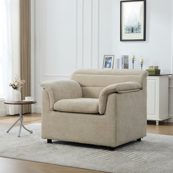 HOQBN 38" Oversized Accent Chair,Chenille Upholstered Living Room Chairs,Modern Arm Chair for Living Room, Bedroom,Wheat