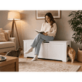 thumbnail image 1 of HOQBN 39.4" Cat Litter Box Enclosure,Hidden Litter Box Furniture Freestanding Pet Washroom Cabinet, Decorative Indoor Pet Side Table Fits Most Standard,White, 1 of 7