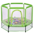 thumbnail image 1 of HOQBN 55 Inch Trampoline,Indoor Outdoor Mini Trampoline with Safety Enclosure Net and Balls for Kids,Green, 1 of 10