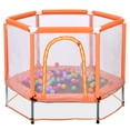 thumbnail image 1 of HOQBN 55 Inch Trampoline,Indoor Outdoor Mini Trampoline with Safety Enclosure Net and Balls for Kids,Orange, 1 of 11